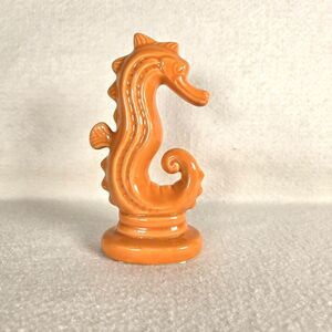 Ceramic Orange Seahorse 7 Inches Nautical Coastal Sealife